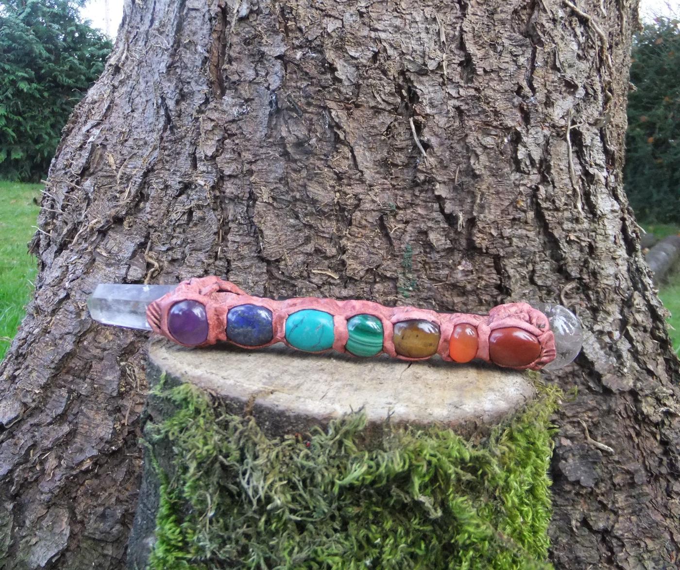 Crystal Wood Chakra Rainbow Wand 4
