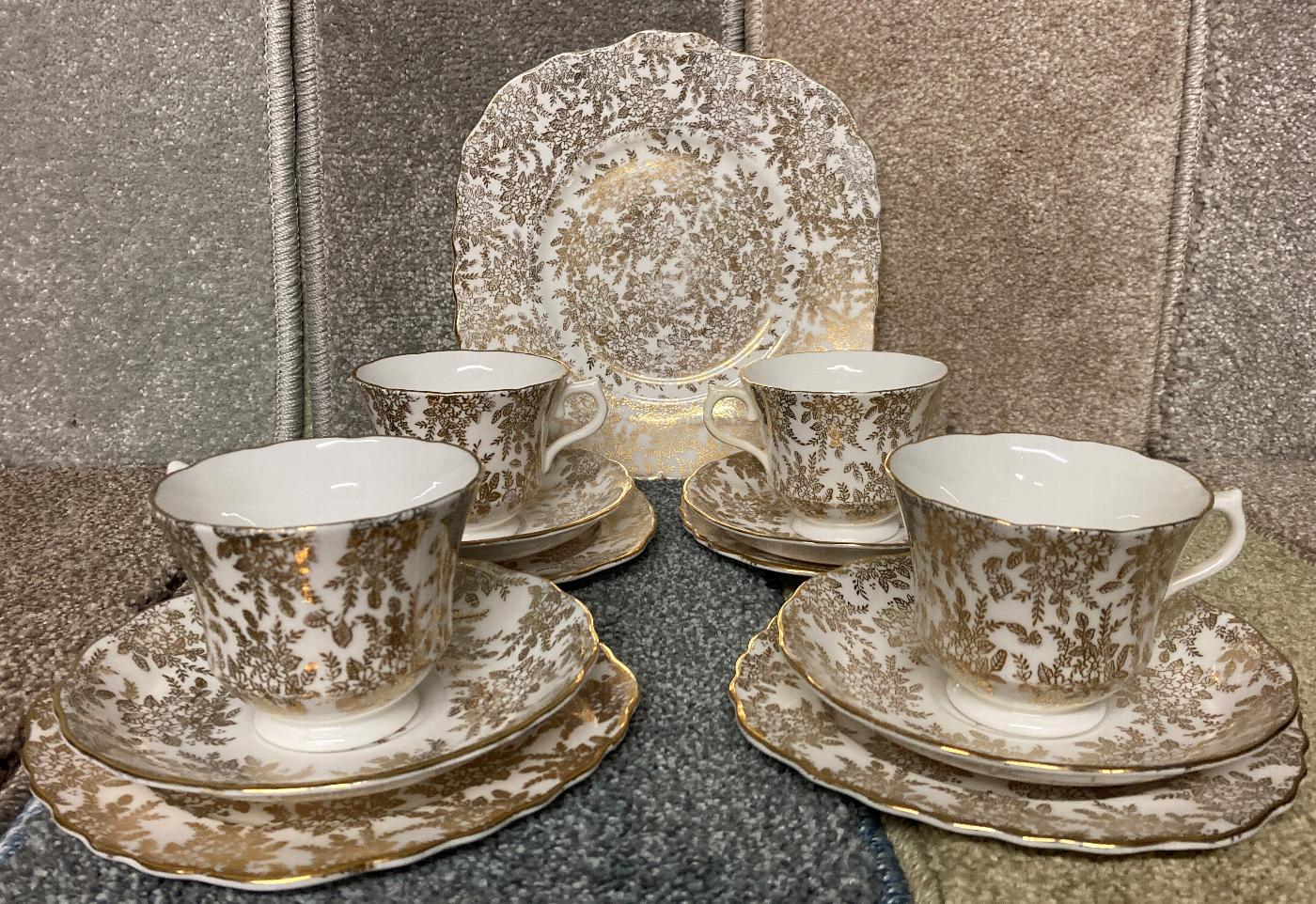 Royal Vale Gold Lace Tea Set